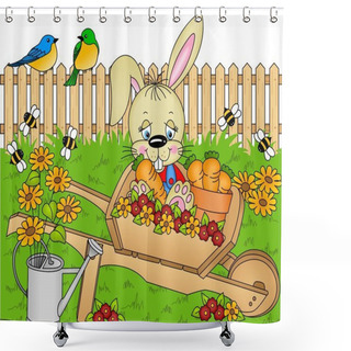 Personality  Rabbit In The Garden Shower Curtains