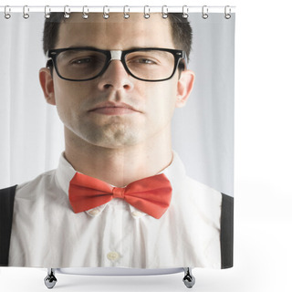 Personality  Nerd Isolated On White Shower Curtains