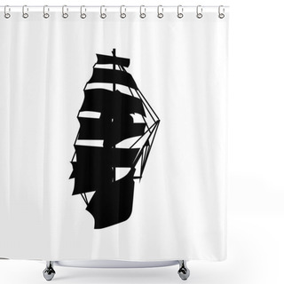 Personality  Sailing Ship Silhouette Shower Curtains