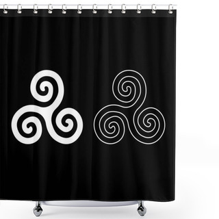 Personality  Triskelion Or Triskele Symbol Sign Icon Set White Color Illustration Flat Outline Style Simple Image Shower Curtains