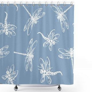 Personality  Dragonfly. Vector Drawing Shower Curtains