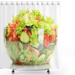 Personality  Fresh Vegetable Salad In Transparent Bowl Isolated On White Shower Curtains