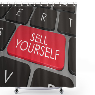 Personality  Sell Yourself Computer Keyboard Red Key Promotion Marketing Shower Curtains