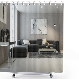 Personality  Modern Interior Of Living Room Shower Curtains