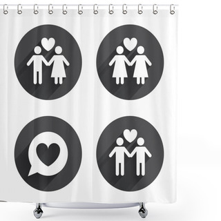 Personality  Couple, Love Icons Set. Shower Curtains