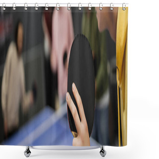 Personality  Cropped View Of Man Playing Table Tennis With Blurred Friends In Gaming Club, Banner  Shower Curtains