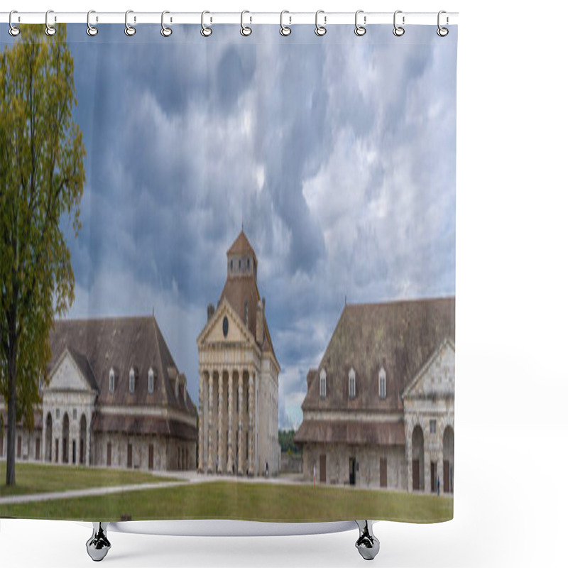 Personality  Arc-Et-Senans, France - 08 31 2020: Royal Saltworks Of Arc-Et-Senans. Global View Of Buildings Shower Curtains