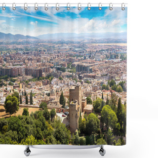 Personality  Panoramic View Of Granada Shower Curtains