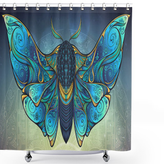 Personality  Abstract Mystical Moth In Psychedelic Design. Vector Illustration. Shower Curtains