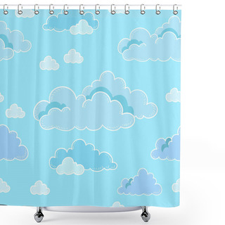 Personality  Seamless Pattern Of Sky And Clouds. Cartoon Vector. Shower Curtains