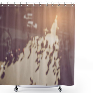 Personality  Blurred City Street With People As Background Shower Curtains