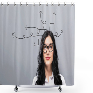 Personality  Idea Arrows With Young Businesswoman Shower Curtains