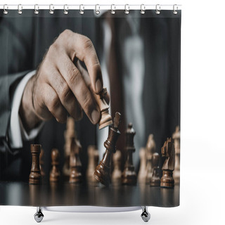Personality  Businessman And Chess Figures On Table Shower Curtains