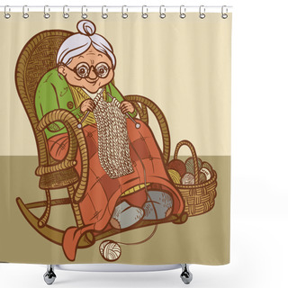 Personality  Funny Vector Cartoon  Granny. Vector Illustration Shower Curtains