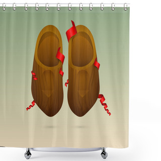Personality  Dutch Wooden Shoes (klompen). Vector Illustration. Shower Curtains
