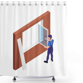 Personality  Pvc Window Icon Shower Curtains