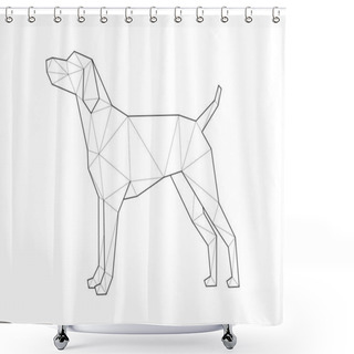 Personality  Low Poly Illustrations Of Dogs. German Pointer Standing On White Background. Shower Curtains