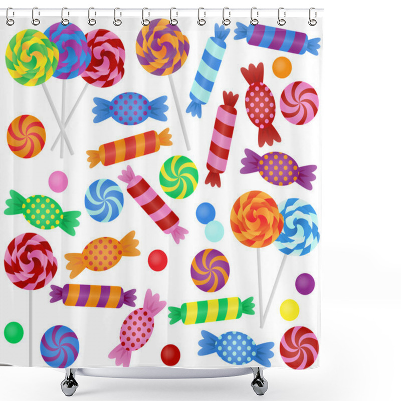 Personality  Large Vector Set Of Candy Shower Curtains