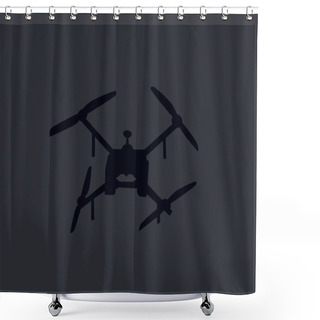 Personality  Illustration Of Remote Controlled Military Quadcopter Drone Isolated On Dark Grey Shower Curtains
