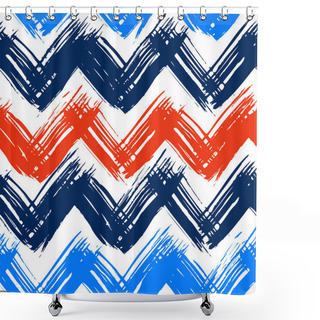 Personality  Chevron Pattern Hand Painted With Bold Brushstrokes Shower Curtains