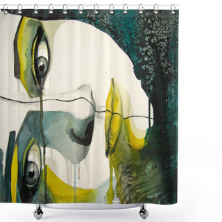 Personality  Illustrated Portrait Of Beautiful Girl Shower Curtains