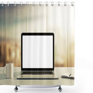 Personality  Laptop, Cup And Diary Shower Curtains