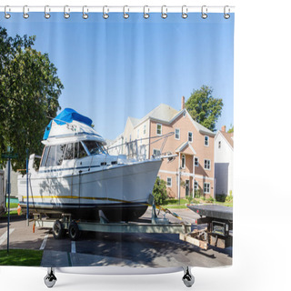 Personality  Nice Boat Being Towed On Trailer Shower Curtains