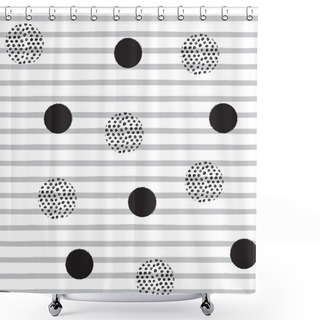 Personality  Modern Seamless Pattern Background With Dots And Stripes Shower Curtains