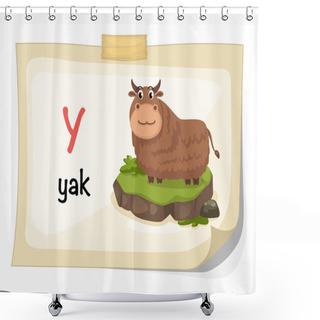 Personality  Animal Alphabet Letter Y For Yak Illustration Vector Shower Curtains
