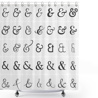 Personality  Set Of Ampersands For Letters And Invitation On White Background. Shower Curtains