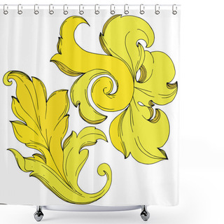 Personality  Vector Gold Monogram Floral Ornament. Black And White Engraved Ink Art. Isolated Ornaments Illustration Element. Shower Curtains