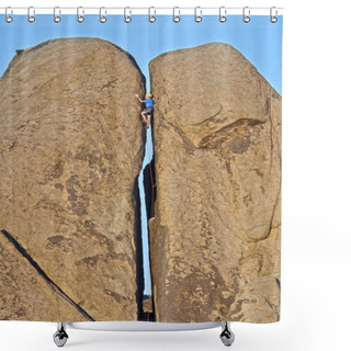 Personality  Rock Climber In A Crack. Shower Curtains