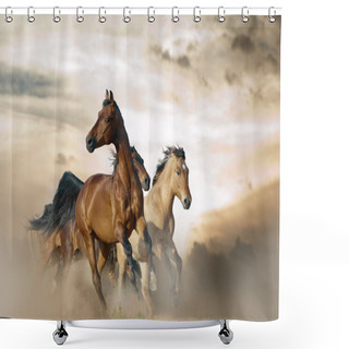 Personality  Wild Herd In Stormy Day Shower Curtains