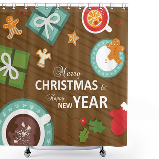 Personality  Top View Of Christmas Celebration Shower Curtains