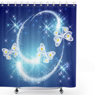 Personality  Butterfly With Glowing Firework  Shower Curtains