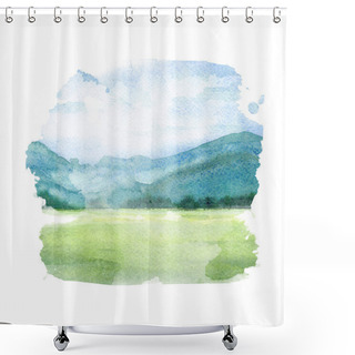 Personality  Watercolor Illustration Of A Summer Landscape Shower Curtains