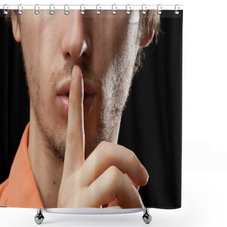 Personality  Man Portrait Saying Silence Shower Curtains