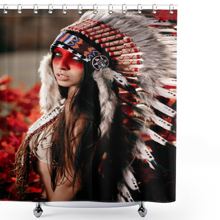 Personality  Beautiful Girl In A Suit Of The American Indian Shower Curtains