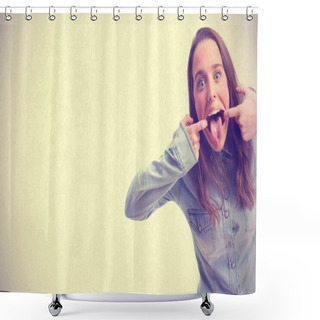 Personality  Young Girl Joking Shower Curtains