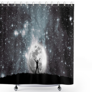 Personality  Moon With The Sign Of The Yin And Yang Shower Curtains