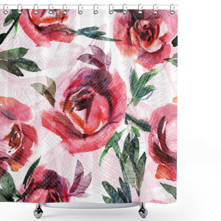 Personality  Watercolor Roses Seamless Pattern Shower Curtains