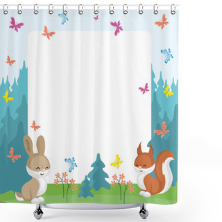 Personality  Squirrel And Rabbit Background Shower Curtains