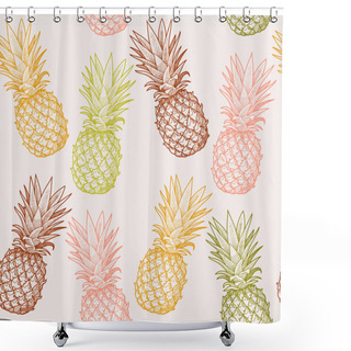 Personality  Seamless Pineapple Shower Curtains