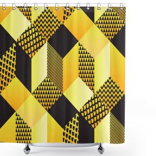 Personality  Cool Retro 90s Geometric Hexagon Seamless Motif Shower Curtains