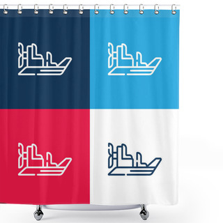 Personality  Boat Blue And Red Four Color Minimal Icon Set Shower Curtains