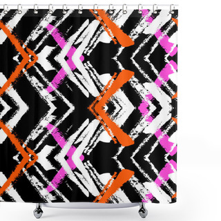 Personality  Hand Drawn Pattern With Brushed Zigzag Line. Shower Curtains