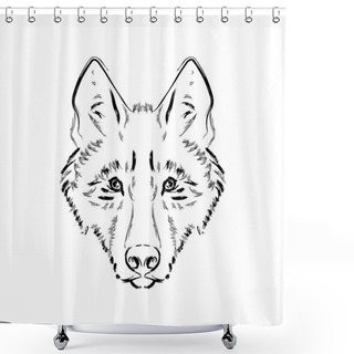 Personality  Grungy Black And White Wolf Shower Curtains