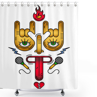 Personality  Rock Band Icon Set Shower Curtains