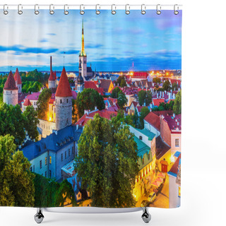 Personality  Evening View Of The Old Town In Tallinn, Estonia Shower Curtains