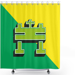 Personality  Altar Green And Yellow Modern 3d Vector Icon Logo Shower Curtains
